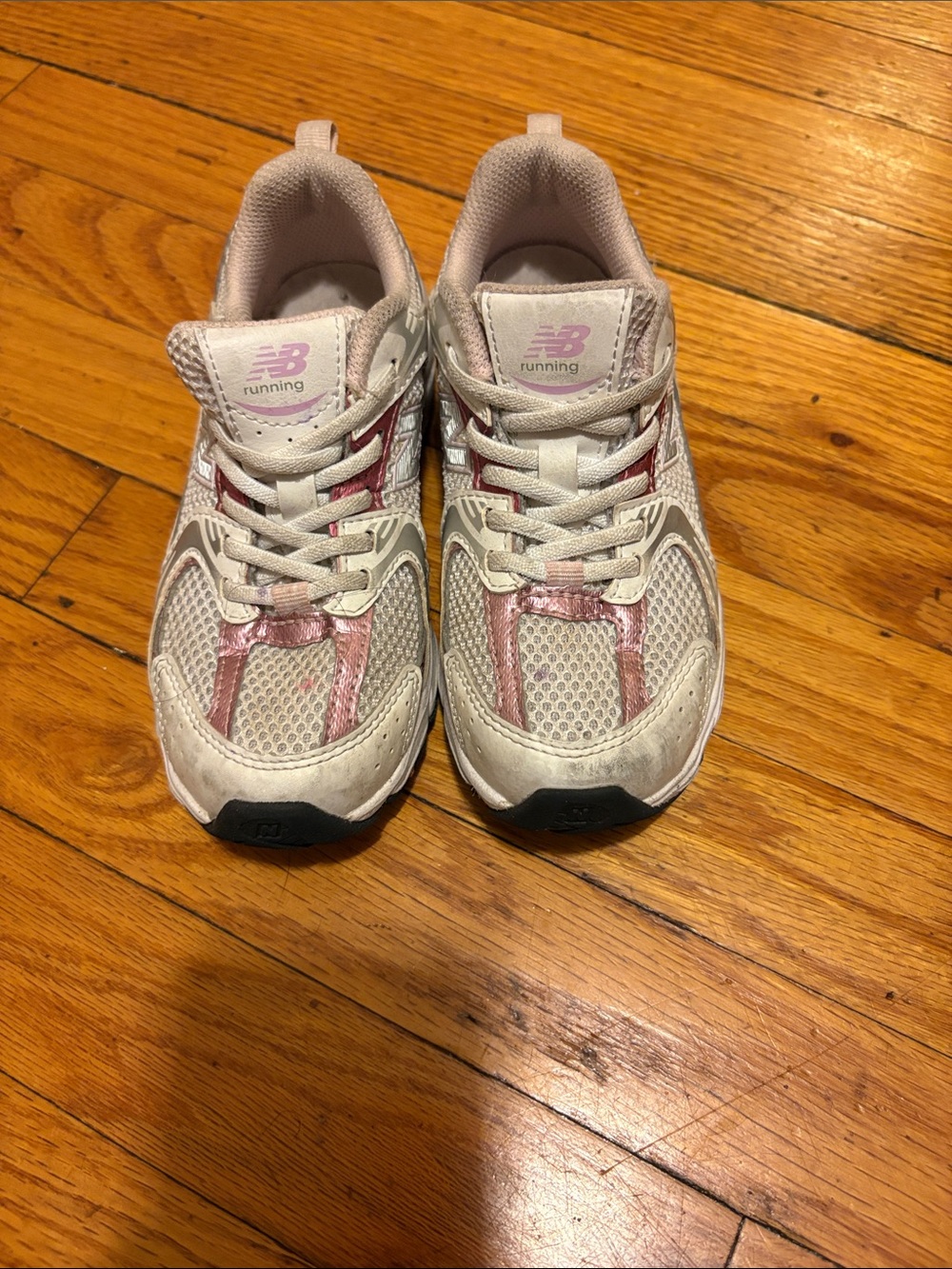 New Balance White and Light Pink Athletic Trainers